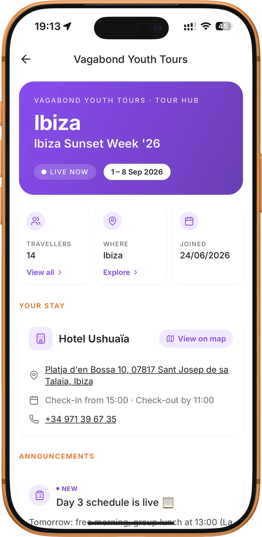 The Ibiza Sunset Week tour hub: live now, travellers, where, your stay at Hotel Ushuaia, announcements