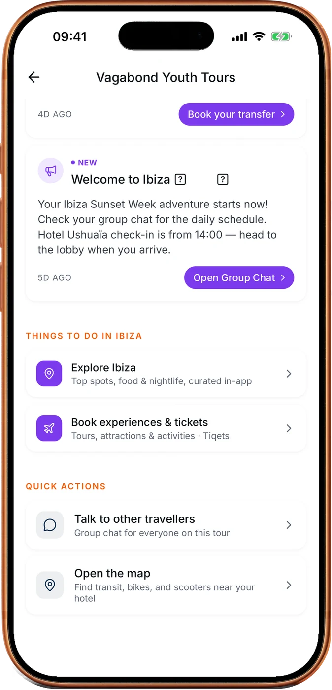 Der Reise-Hub der Ibiza Sunset Week in der App