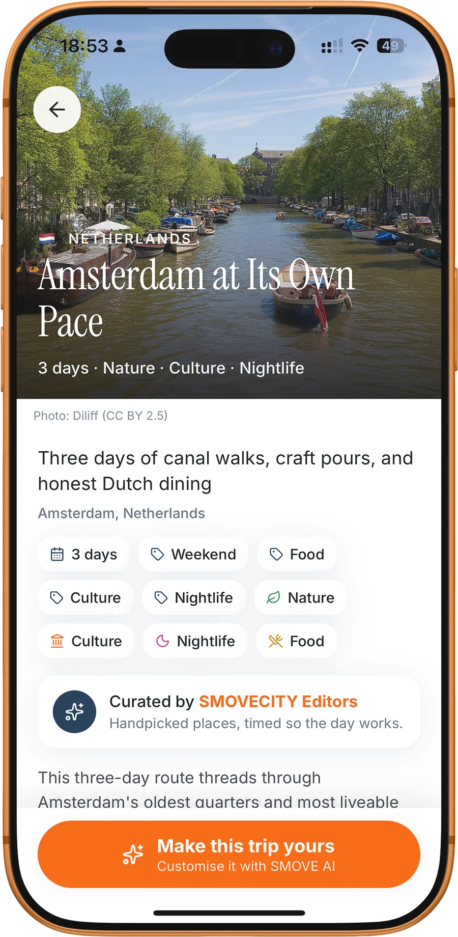 A ready-made Amsterdam itinerary with Make this trip yours