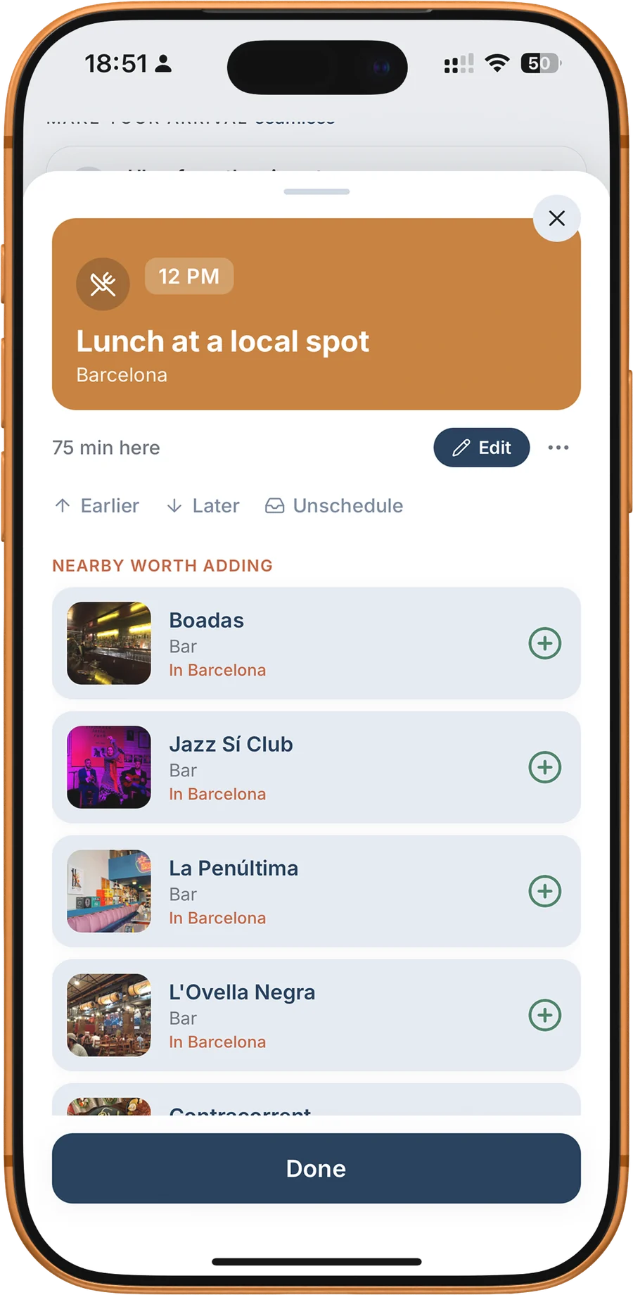 Swapping a lunch stop for a nearby place