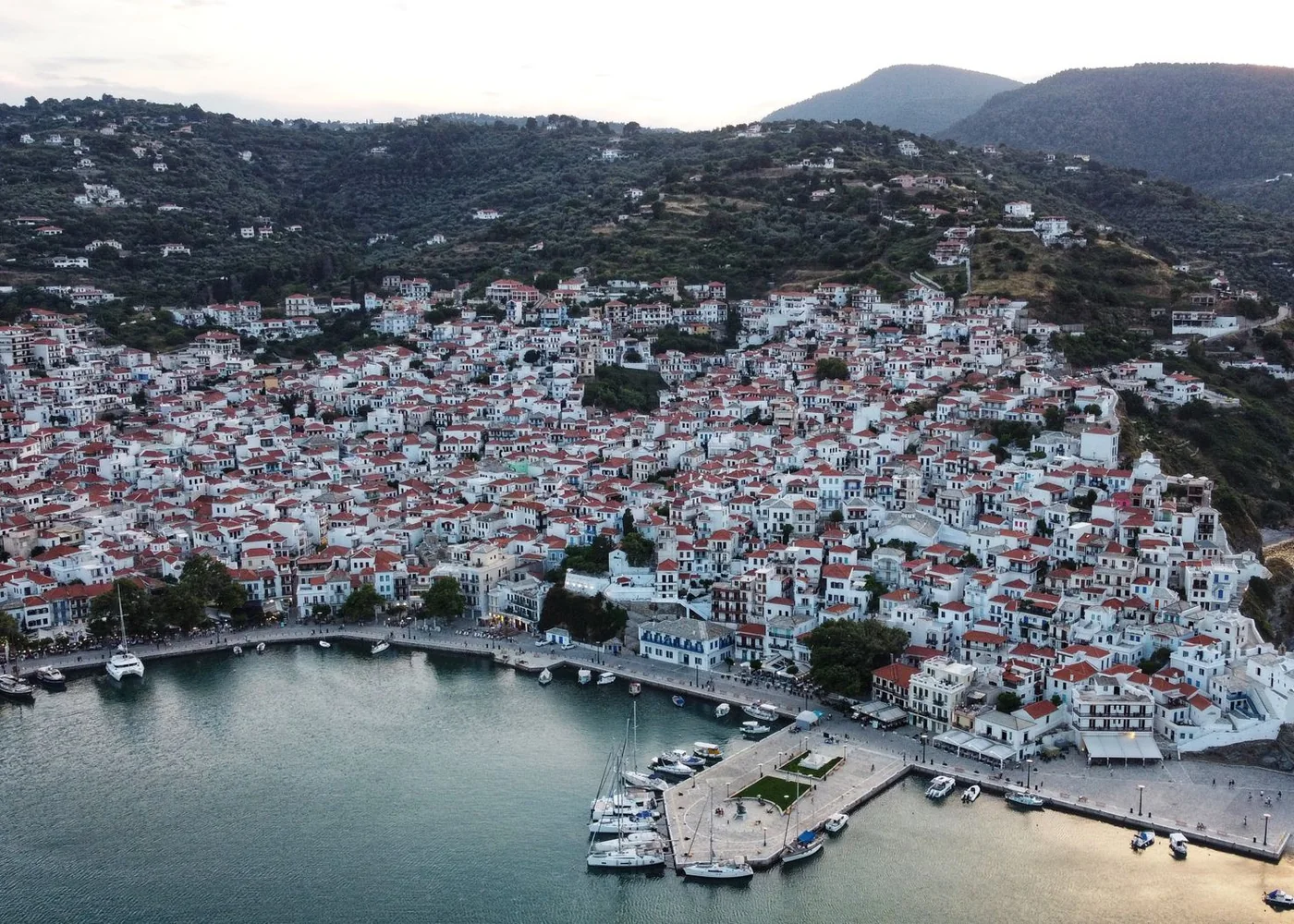 A harbour town seen from above